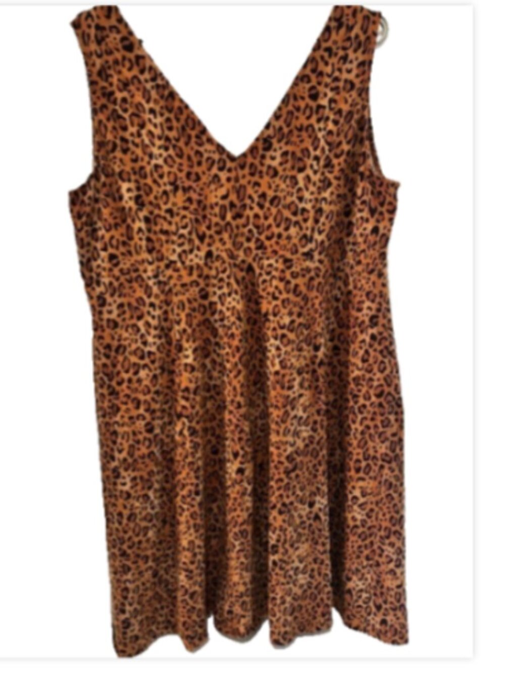 Ava & Viv 4X Plus Leopard Sleeveless Dress V‑Neck Fit Flare Animal Statement
